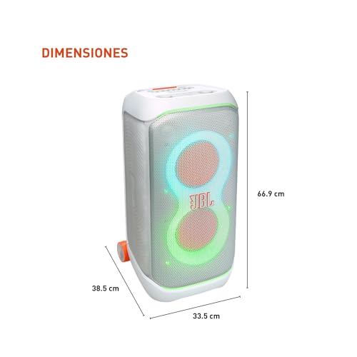 JBL PartyBox Stage 320 - Portable Party Speaker with Telescopic Handle & Wide, Sturdy Wheels, Powerful JBL Pro Sound, Futuristic lightshow, Up to 18 Hours of Play time, Splash Proof (Black)