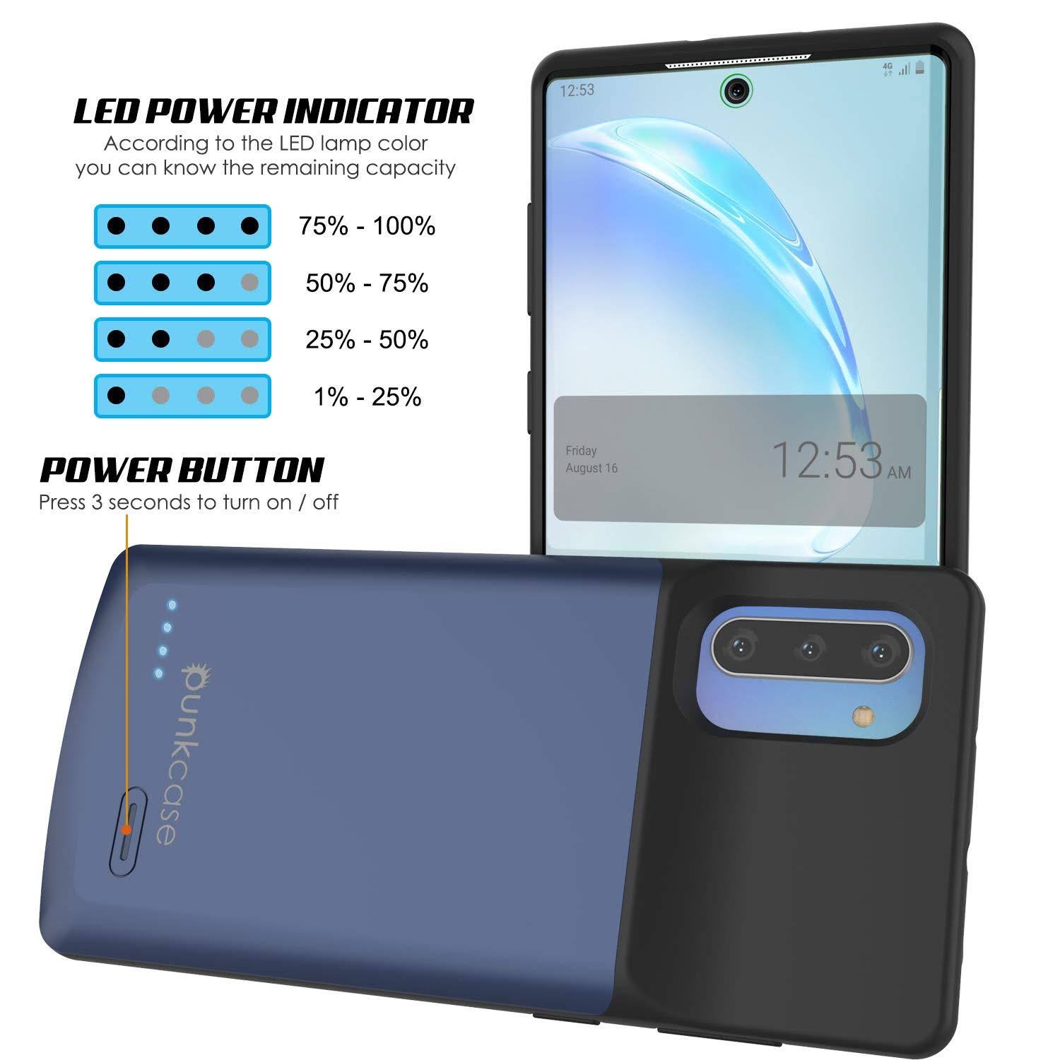 Punkcase PunkJuice Galaxy Note 10 Battery Case, 5200mAh Fast Charging Extended Power Bank w/Screen Protector | IntelSwitch | Sli