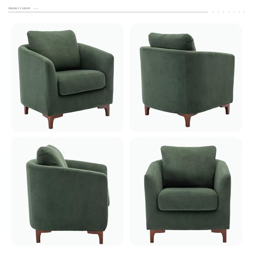 COLAMY Velvet Accent Chair with Storage Ottoman Set of 2, Upholstered Barrel Arm Chair with Footrest, Modern Living Room Chair with Back Pillow, Camel