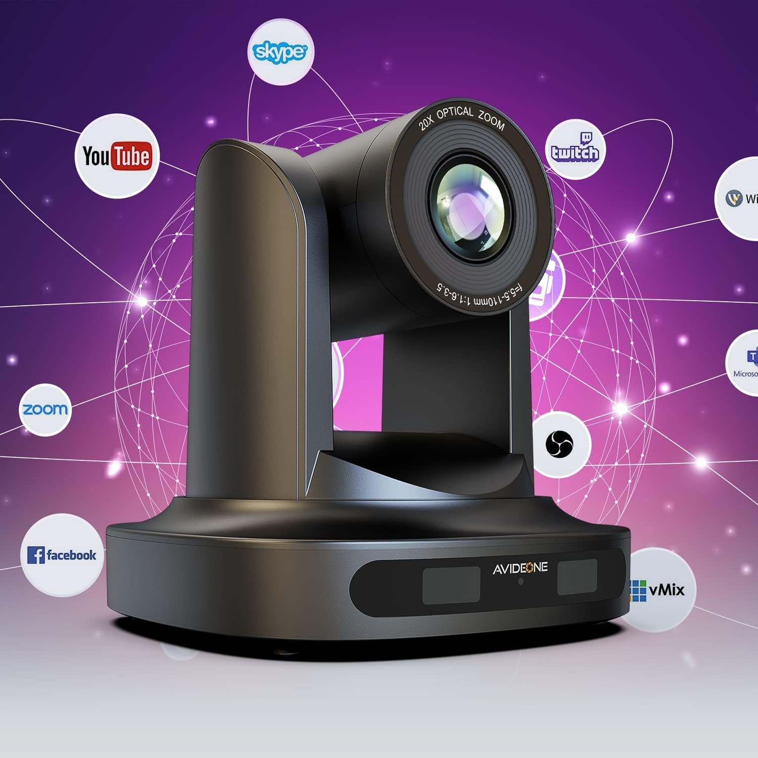 Church Camera Live Streaming Conference Room Camera System PTZ Camera POE 20x Optical Zoom with Simultaneous HDMI/3G-SDI 1080P 60Fps IP Live Streaming for Meeting Broadcast Conference Churches Events