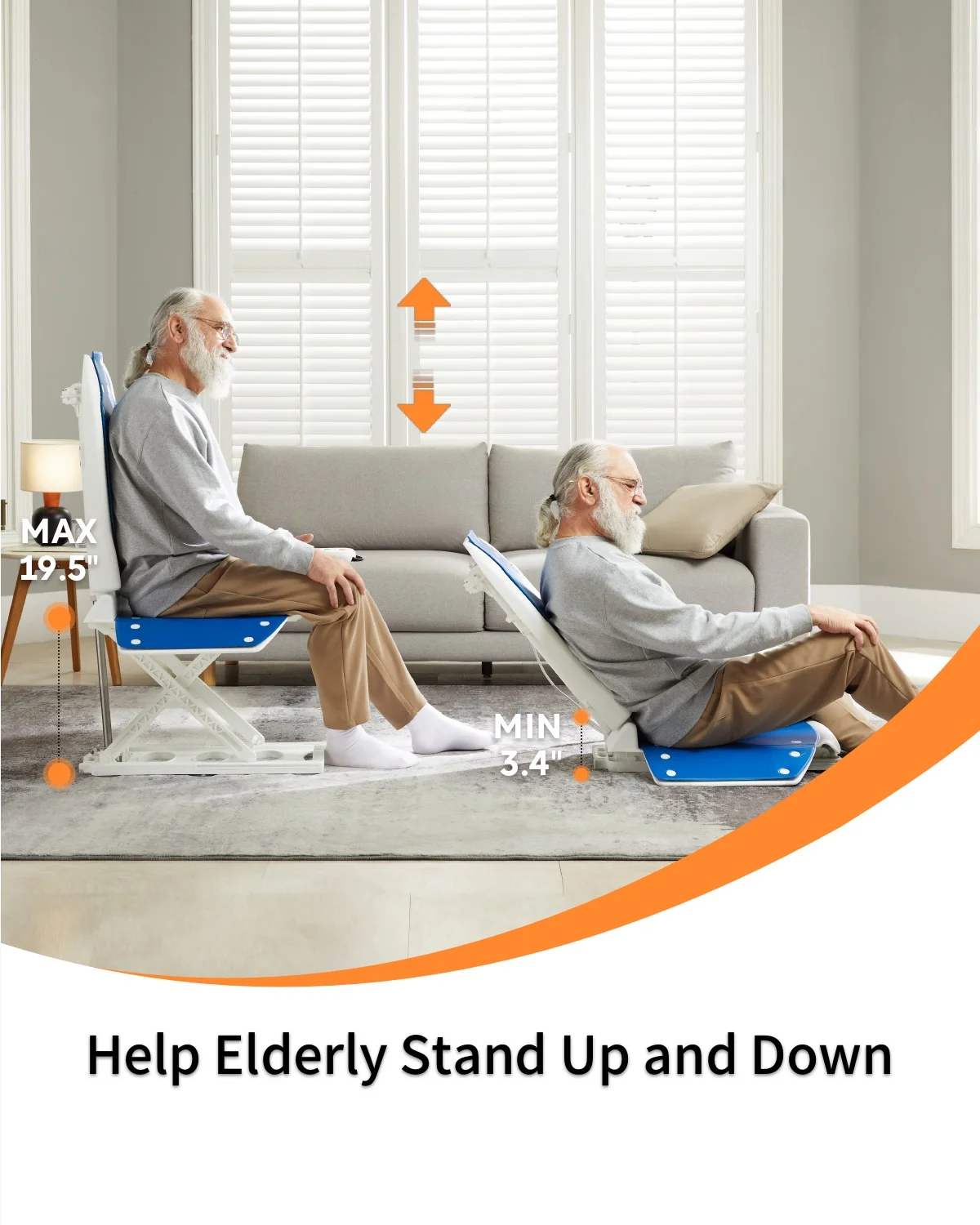 Electric Chair Lift, Get up from Floor, Floor Lift, Can Be Raised to 20” Help You Stand Up Again, Weight Limit 300 lbs, Item Weight 30 lbs