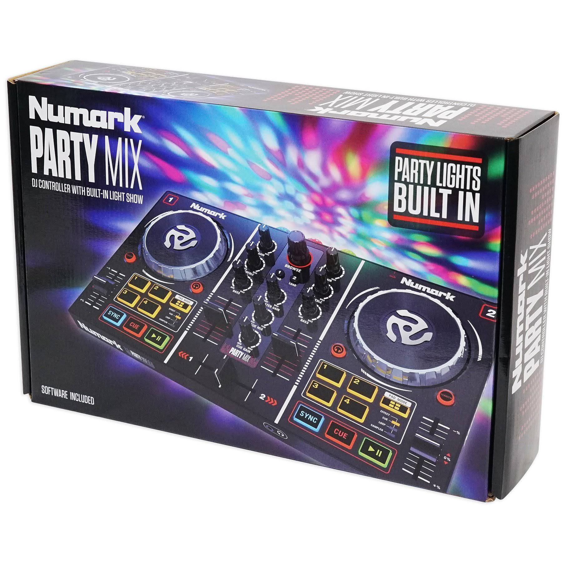 Numark Party Mix DJ Controller w/ Built in Light Show+Microphone+Cables+Case