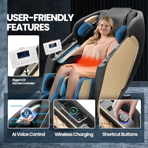 Artist hand Massage Chair Full Body Extra Wide Seat, Zero Gravity Massage Chair SL-Track Shiatsu Massage Recliner Chair with 12 Modes, Bluetooth, Body Scan, Heating, Foot Roller, Airbags Massage