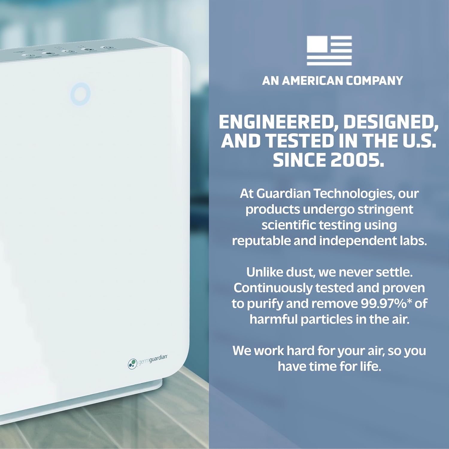 GermGuardian Air Purifier with HEPA 13 Filter, Removes 99.97% of Pollutants, Large Room up to 1760 Sq. Foot Room in 1 Hr, UV-C Light Helps Reduce Germs, Zero Ozone Verified, 21", White, AC5900WCA