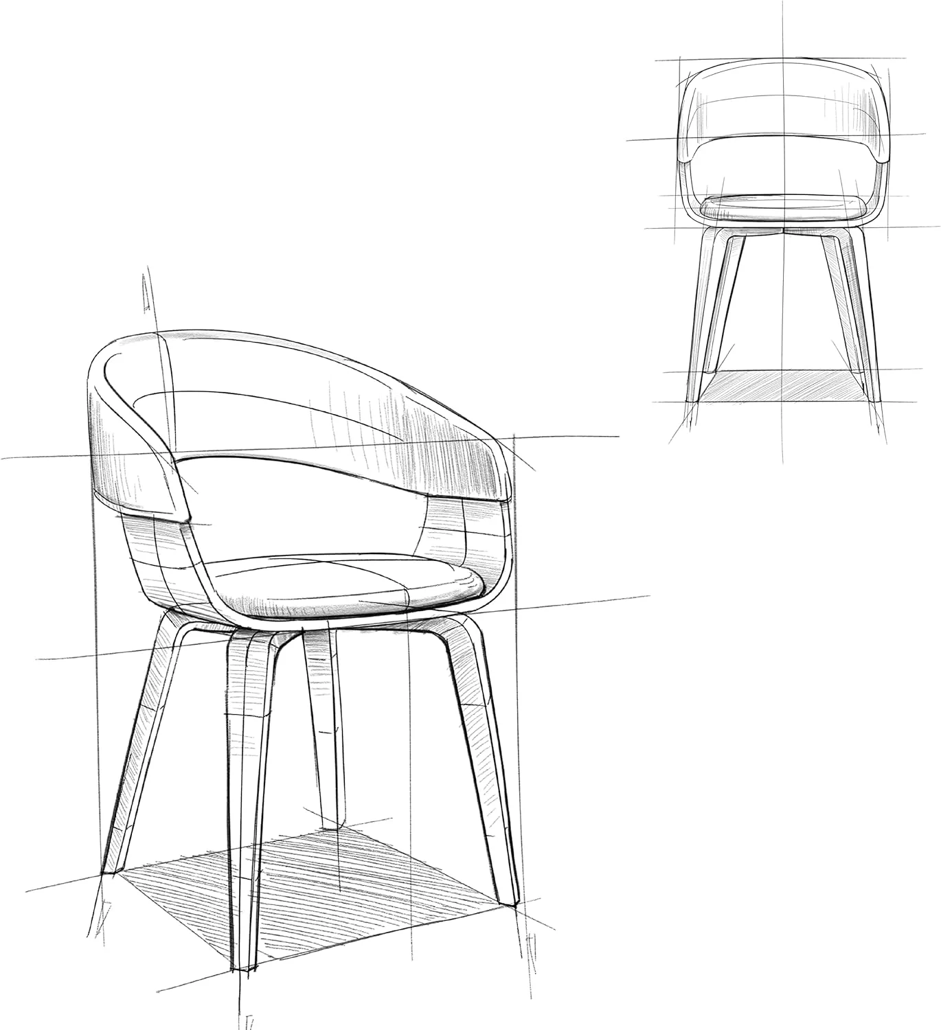 Lowell 17 Inch Century Modern Bentwood Dining Chair In Charcoal Grey Linen Look Fabric, For The Dining Room