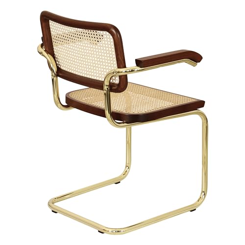 Breuer Chair Company Marcel Breuer Cesca Cane Cantilever Armchair Arm Chair w/Brass Steel Frame Black Wood & Black Cane