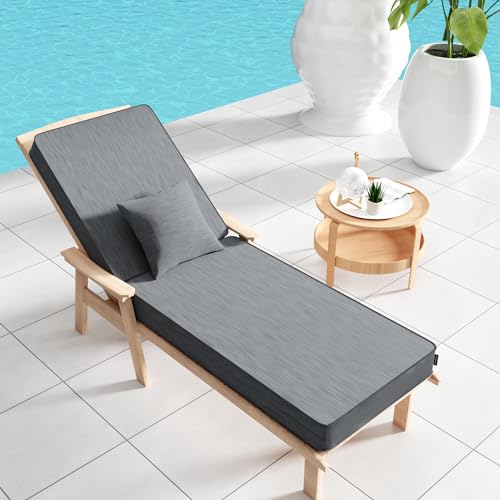 Outdoor Water-Resistant Olefin Chaise Lounge Cushions with Pillow, Weather and Fade Resistant Patio Furniture Lounge Chair Cushion Ideal for Patio, Lawn, Garden, Turquoise, 72"L x 21"W x 5"T