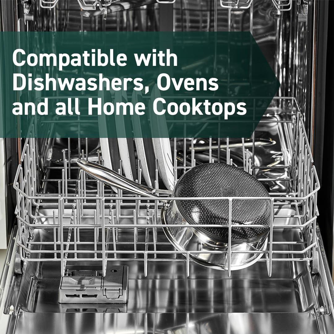 HexClad 12 Piece Hybrid Stainless Steel Cookware Set - 6 Piece Frying Pan Set and 6 Piece Pot Set with Lids, Stay Cool Handles, Dishwasher Safe, Induction Ready, Metal Utensil Safe