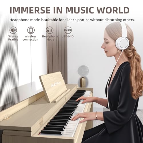 88 Key Fully Weighted Digital Piano Keyboard, 88 Keys Hammer Action Electric Pianos, Wooden Classic Upright Electronic Piano for Beginner, Professional, Midi Compatible, Triple Pedal (Black)