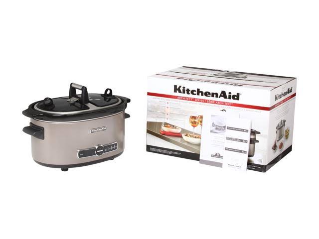 KitchenAid KSC6222ACS Slow Cooker with Easy Serve Glass Lid, 6 Quart, Cocoa Silver