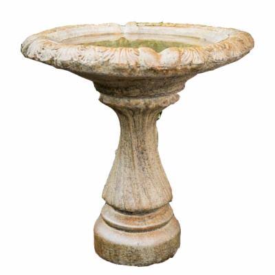 Athena Garden Cast Stone Small Fancy Column Bird Bath
