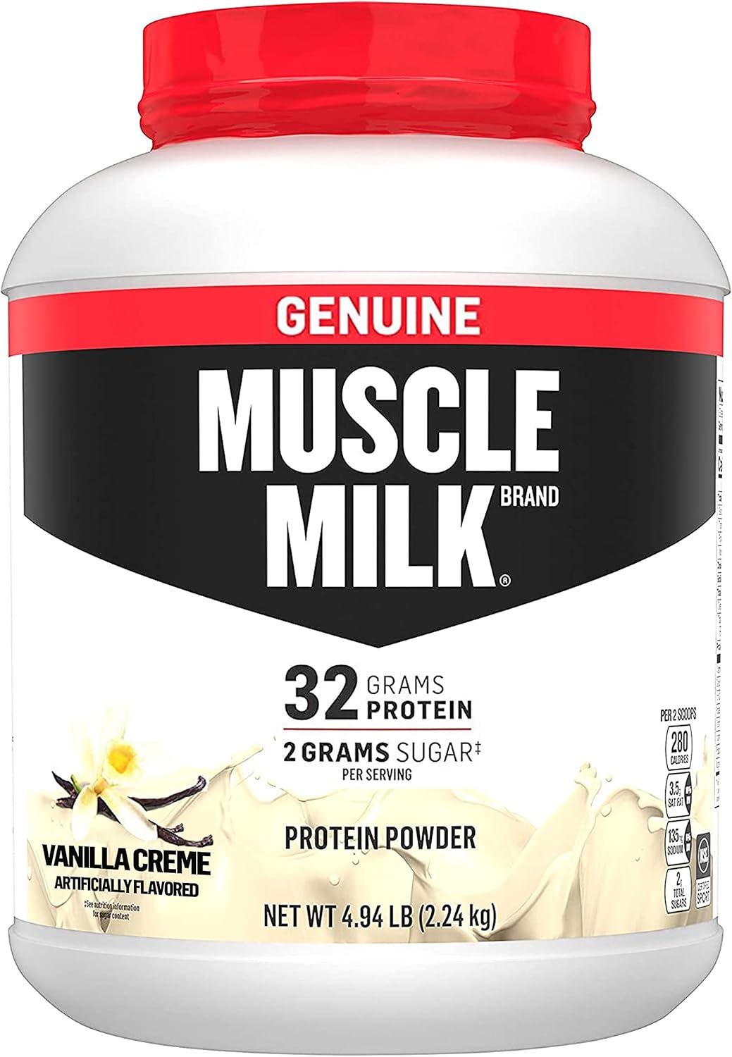 Muscle Milk Genuine Protein Powder, Vanilla Creme, 32g Protein, Amazon Exclusive, 4.94 Pound, 32 Servings Pack of 2