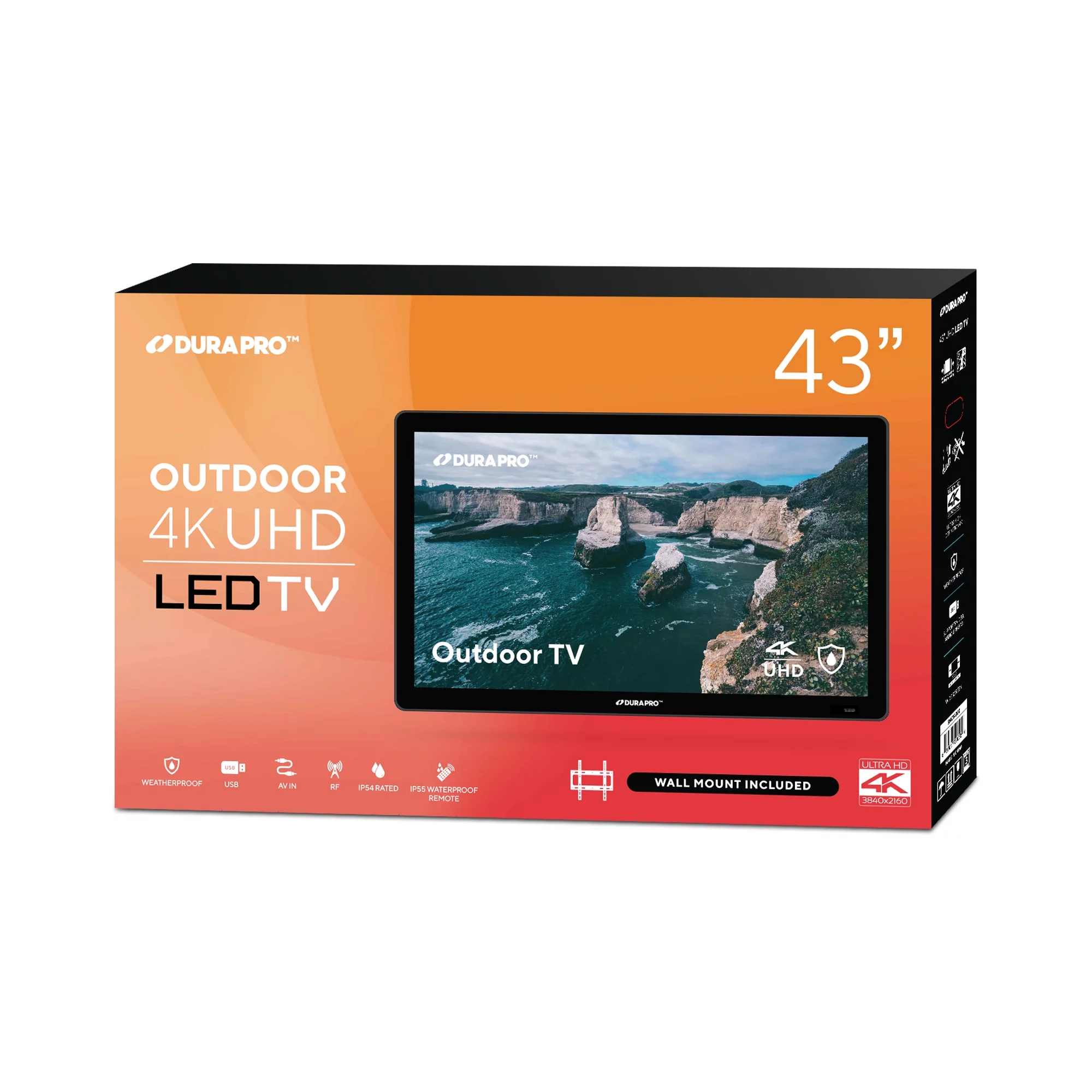 Suncast 43" Outdoor Partial Shade 4K UHD LED TV with Waterproof Remote + Compatible Wall Mount (SNCT4300)