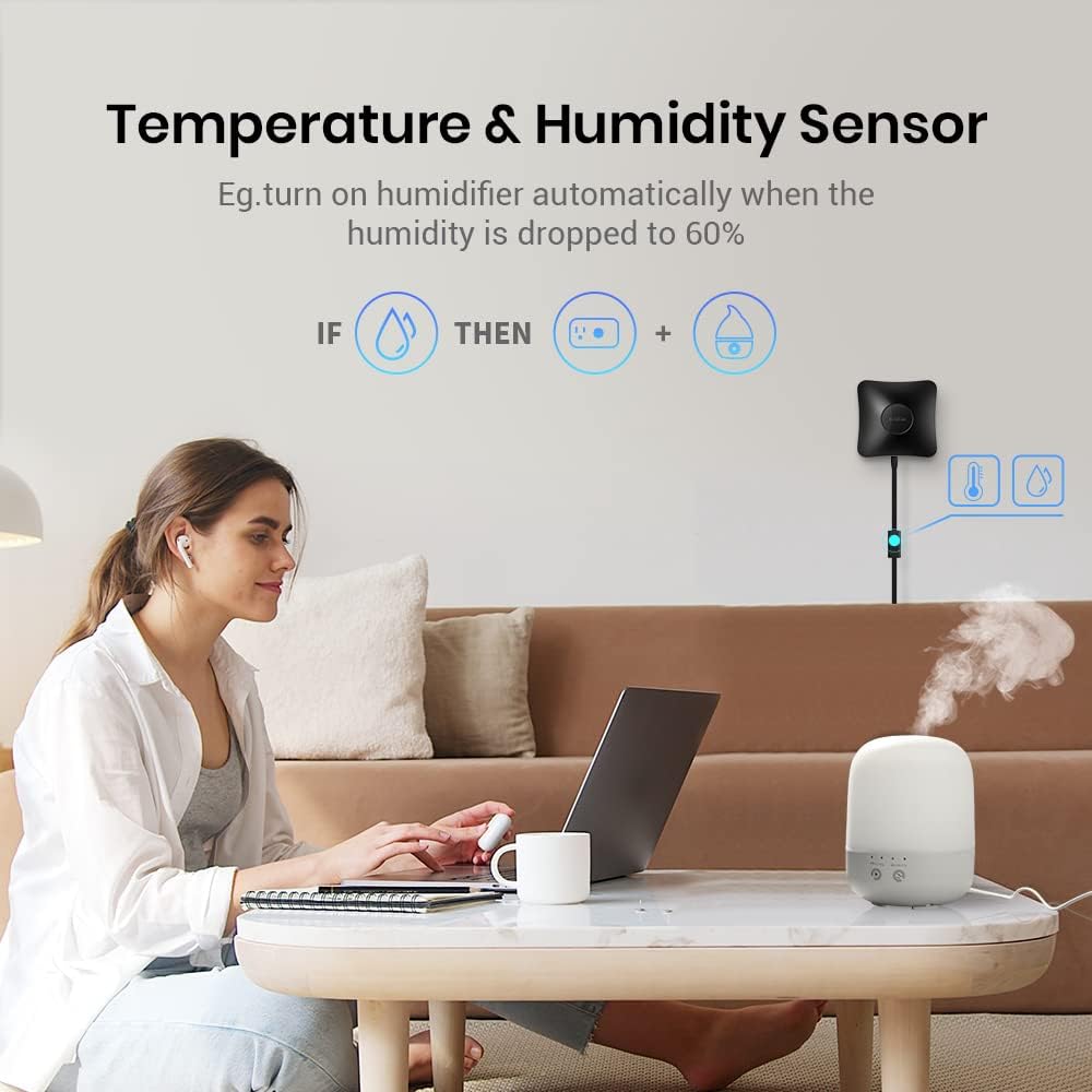 BroadLink RM4 pro Smart IR/RF Remote Control Hub with Sensor Cable-WiFi IR/RF Blaster for Smart Home Automation, TV, Curtain, Shades Remote, Works with Alexa, Google Assistant, IFTTT (RM4 pro S)