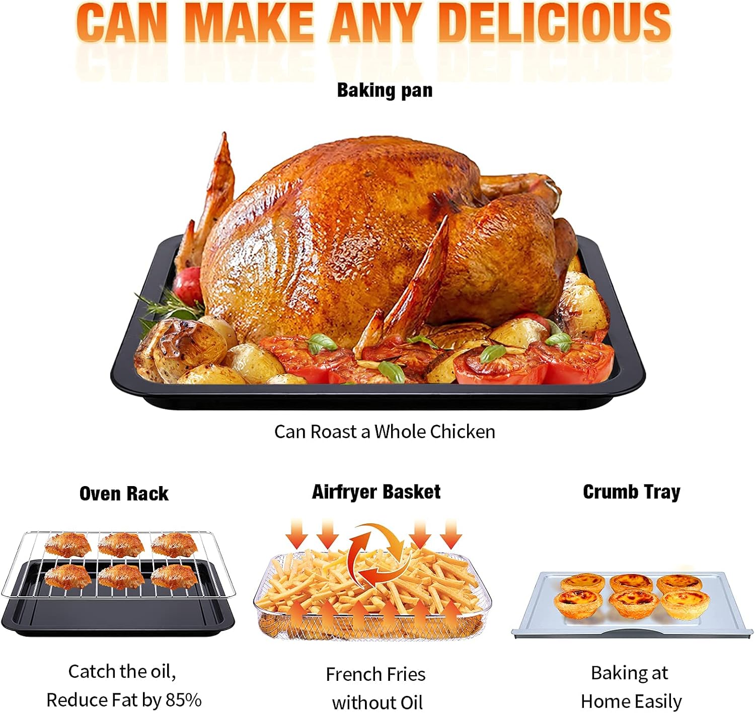 Geek Chef Air Fryer Toaster Oven Combo,16QT Convection Ovens Countertop, 4 Slice Toaster, 9-inch Pizza, with Warm, Broil, Toast, Bake, Air Fry, Oil-Free, 100+ Online Video Recipes & Accessories