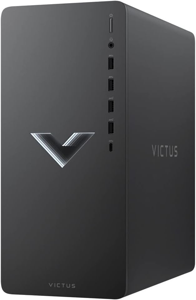 HP Victus 15L Gaming Desktop, AMD 6-Core Ryzen 5 5600G (Beat i7-10700K), AMD Radeon RX 6400 4GB, 32GB RAM, 1TB PCIe SSD+1TB HDD, USB-C, HDMI/DP, RJ45, SPS HDMI Cable, Mica Silver, Win 11