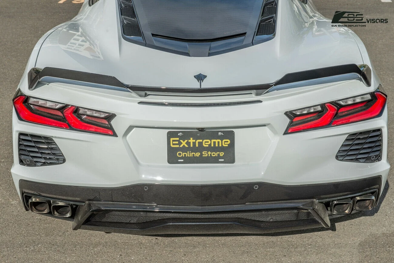 Replacement For 2020-Present Chevrolet Corvette C8 Models | Z51 Style Rear Trunk Lid Wing Spoiler Add-On Wickers Pair (ABS Plastic - Painted Carbon Flash Metallic)