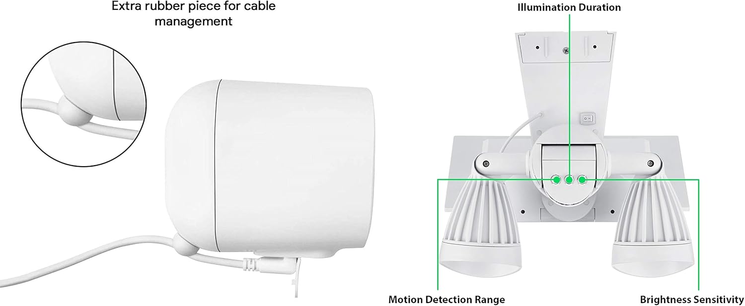 Wasserstein Floodlight & Solar Panel Charger, Motion-Activated, Compatible with Arlo Essential Spotlight/XL Spotlight Camera (White) (NOT Compatible with Arlo Ultra/Pro/Pro 2/Pro 3, HD, Floodlight)