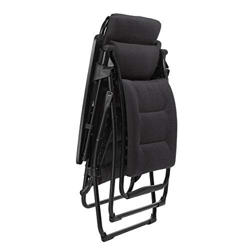 Lafuma Futura XL Air Comfort Zero Gravity Recliner (Acier Black) Extra Large Padded Folding Outdoor Reclining Chair