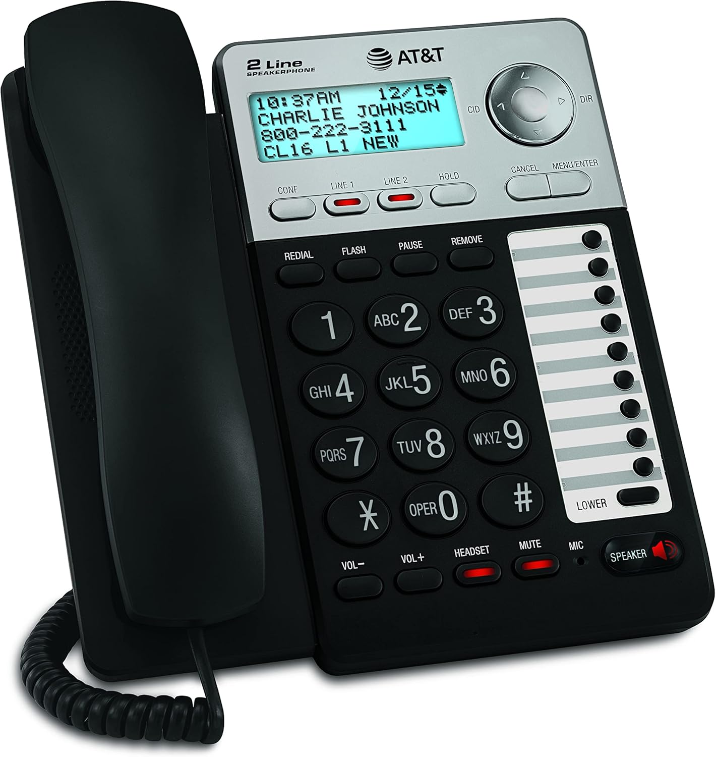 AT&T ML17929 2-Line Corded Telephone, Black Pack of 2