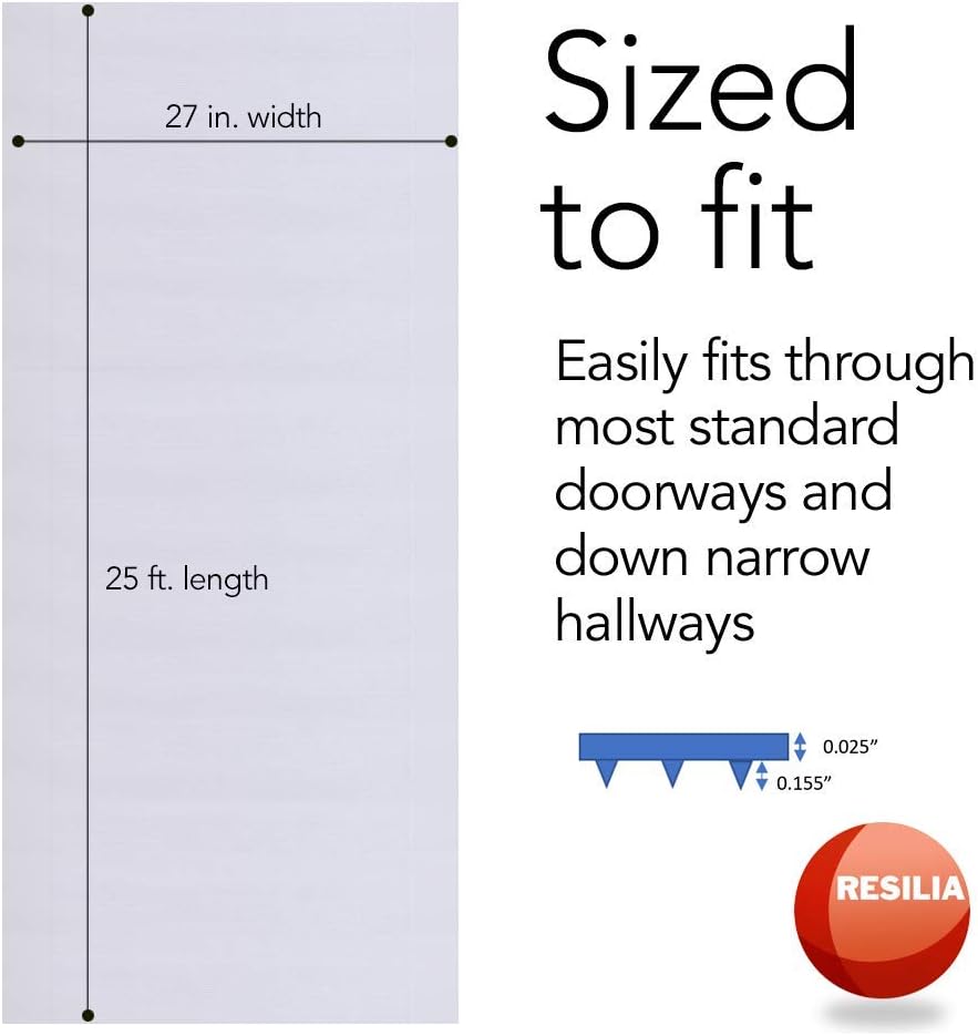 Resilia - Clear Vinyl Plastic Floor Runner/Protector for Low Pile Carpet - Skid-Resistant Decorative Pattern, (27 Inches Wide x 12 Feet Long)