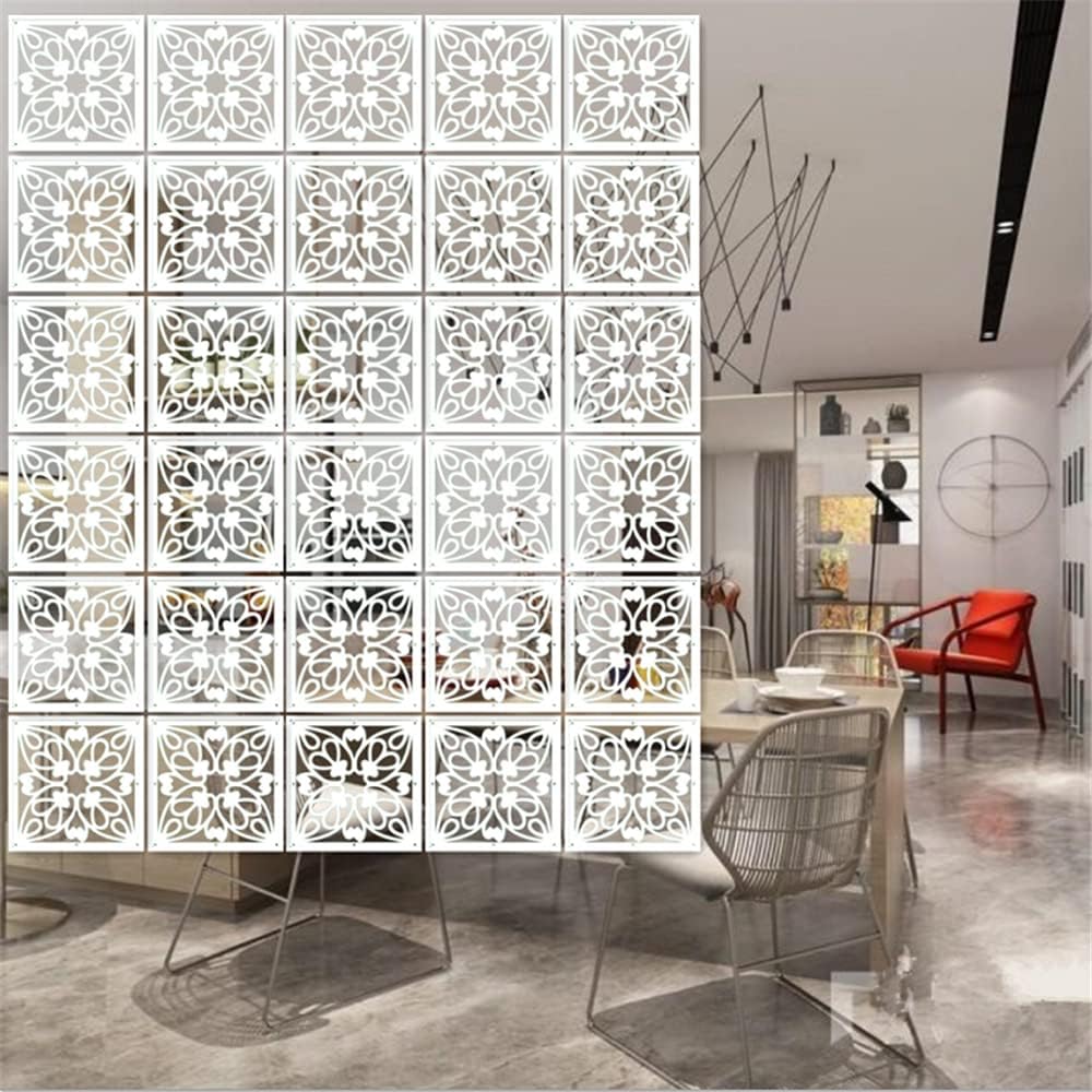 BMIDRUT 12Pcs/Set Hanging Room Divider White DIY Panel Screens Partition Wall Dividers Room Decorative with All Accessories 11.4x11.4 Inch (M3) Pack of 2