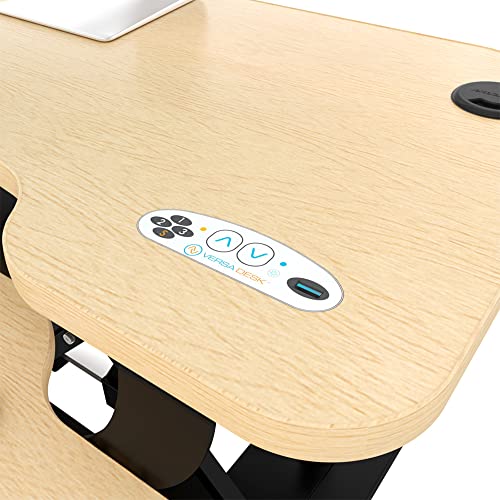 VERSADESK® PowerPro Elite 48” x 24” Standing Desk Converter | 48 Inch Electric Height Adjustable Sit to Stand Desk Riser w/Keyboard Tray & USB Hub - Ergonomic Workstation for Home & Office, Cherry