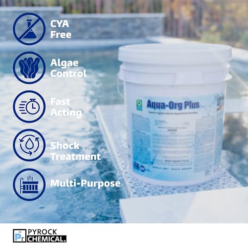 Pool Shock by Aqua Org Plus - 65% Granular Cal Hypo - Swimming Pool Shock for In-Ground, Above Ground, Spas & Hot Tubs - 100 Pound Pail