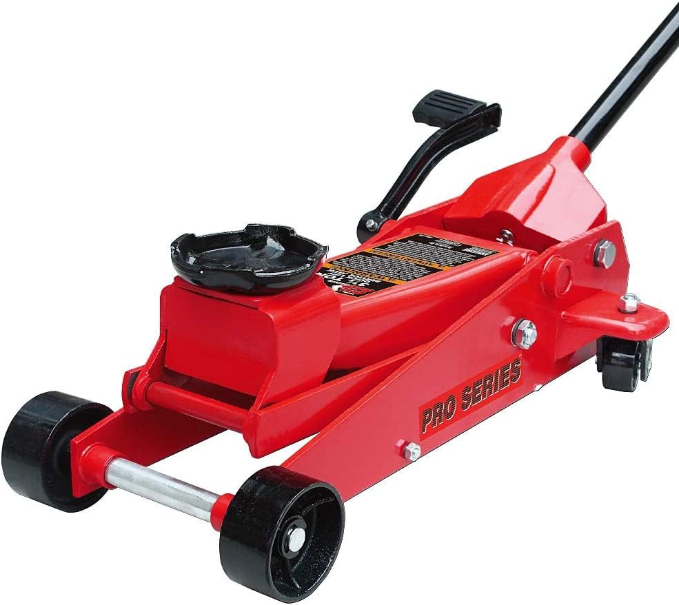 BIG RED T83012 Torin Pro Series Hydraulic Floor Jack with Single Quick Lift Piston Pump and Foot Pedal, 3.5 Ton (7,000 lb) Capacity, Red