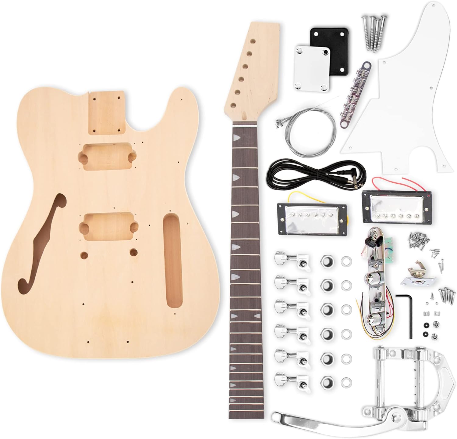 The FretWire TL Style DIY Electric Guitar Kit - DIY Build Your Own Guitar, Guitar Setup Kit, DIY guitar Kit for Beginners and Professionals (Ash TL Snakehead)
