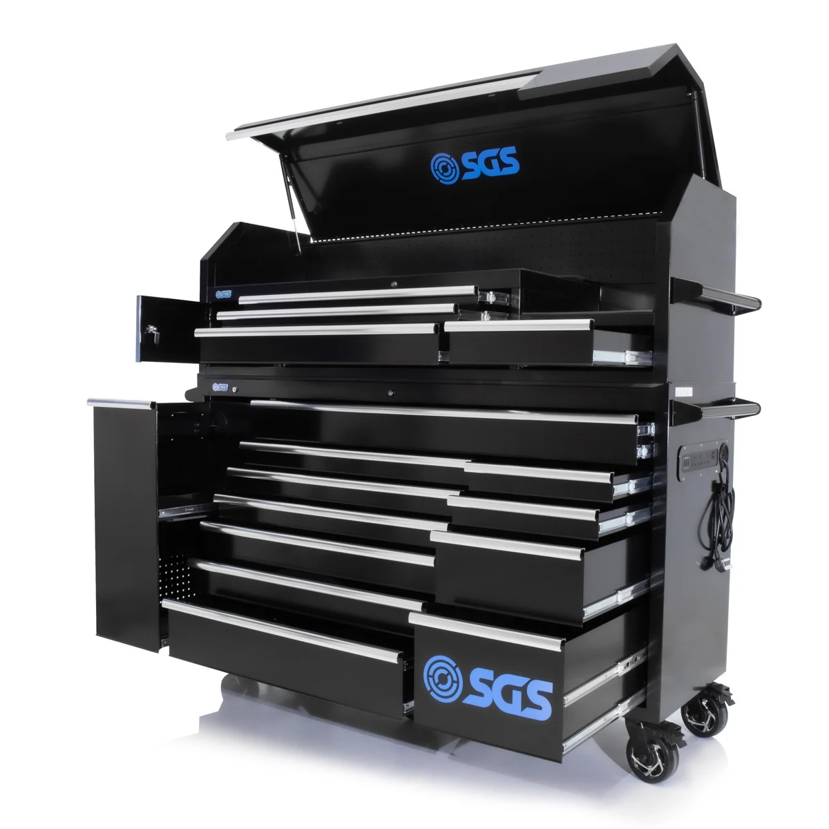 SGS 72in 15 Drawer Tool Chest and Roller Cabinet with Charging Points