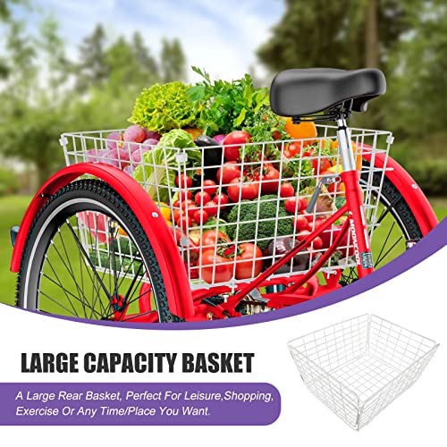 DoCred Adult Tricycles, 7 Speed Adult Trikes 20/24/26 inch 3 Wheel Bikes for Adults with Large Basket for Recreation, Shopping, Picnics Exercise Men's Women's Cruiser Bike
