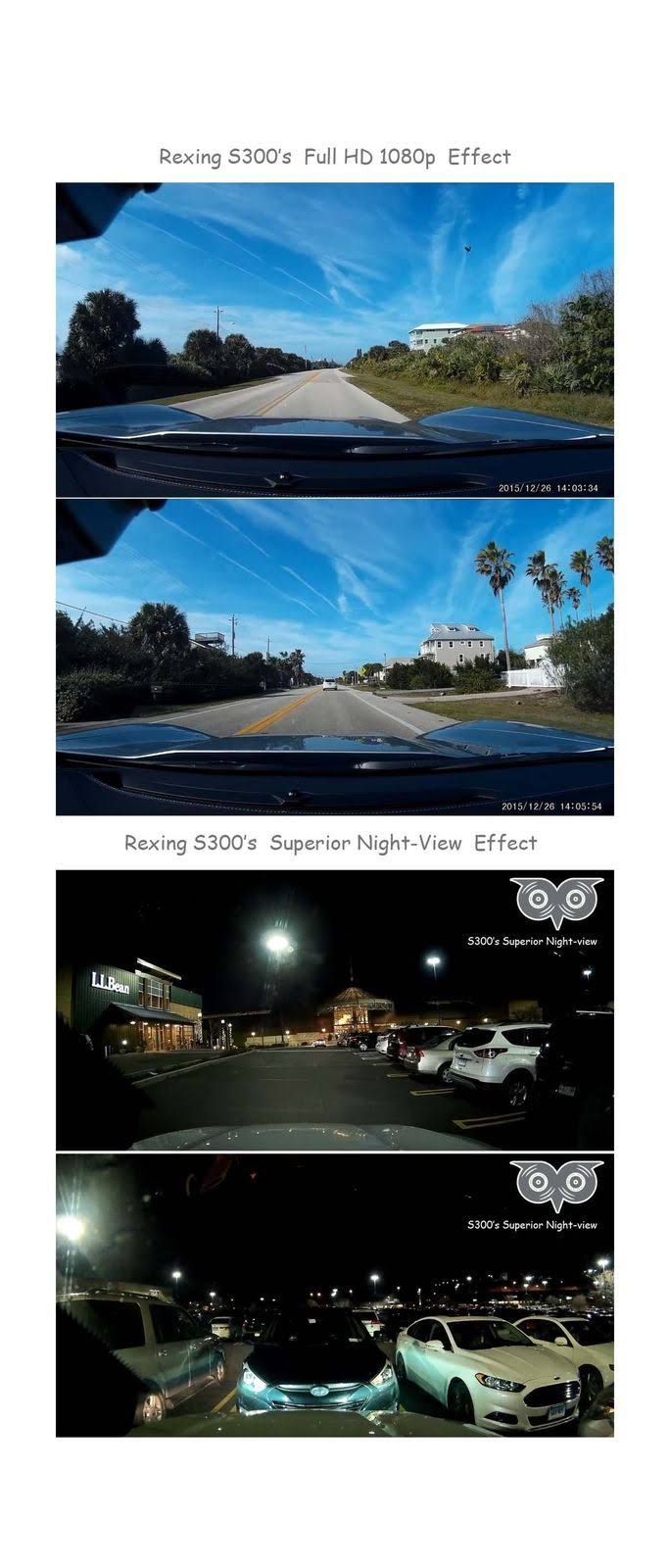 Rexing S300 Dash Cam Pro 1080p 170 Wide Angle Super Night Vision Mode, Stealth Design for Cars 16GB microSD Card Included