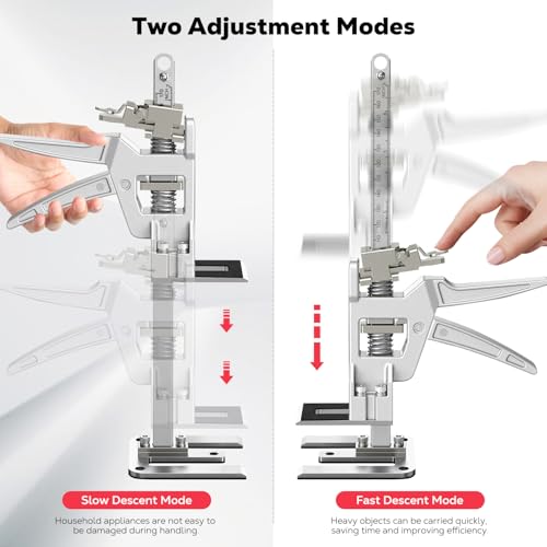 Labor Saving Arm Jack 2 Pack, 12 Inch All-Metal Hand Lifting Jack Tool, Precise Control Slow/Fast Descent, 440LBS Capacity Wall Tile Locator for Lifting Door Furniture, Wall Tile Positioning