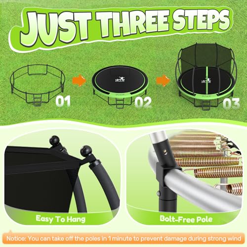 BCAN 8FT 10FT 12FT 14FT 15FT 16FT Recreational Trampoline with Enclosure for Kids Adults, ASTM Approved, Outdoor Trampolines with Ladder for Kids