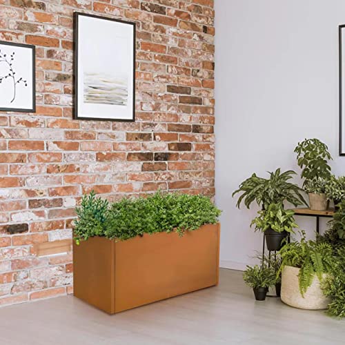 Corten Steel Planter Box Outdoor Planter Metal Square Large Steel Flower Pot Rustic Cube Patina Tall Plant 20 Inch Durable Antique for Commercial Residential Patio Deck Yard Garden