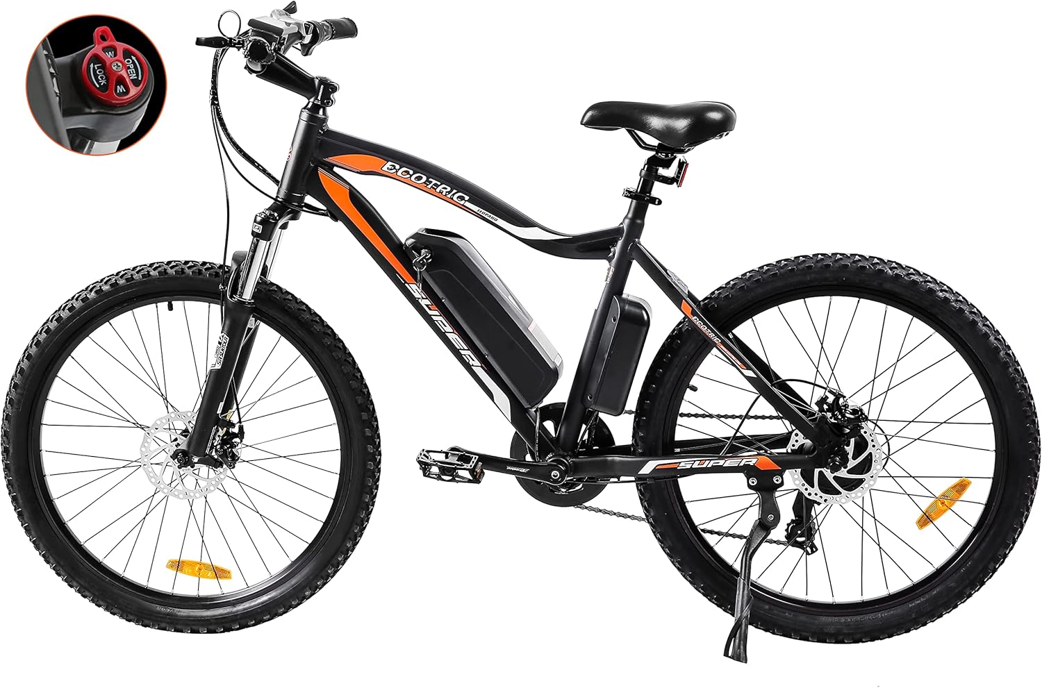 ECOTRIC UL Certified 500W Electric Bike 26" Adult Electric Bicycles 36V 12.5AH Removable Lithium Battery Ebike with Suspension Fork Aluminium Frame Beach Snow Mountain E-Bike for Adults