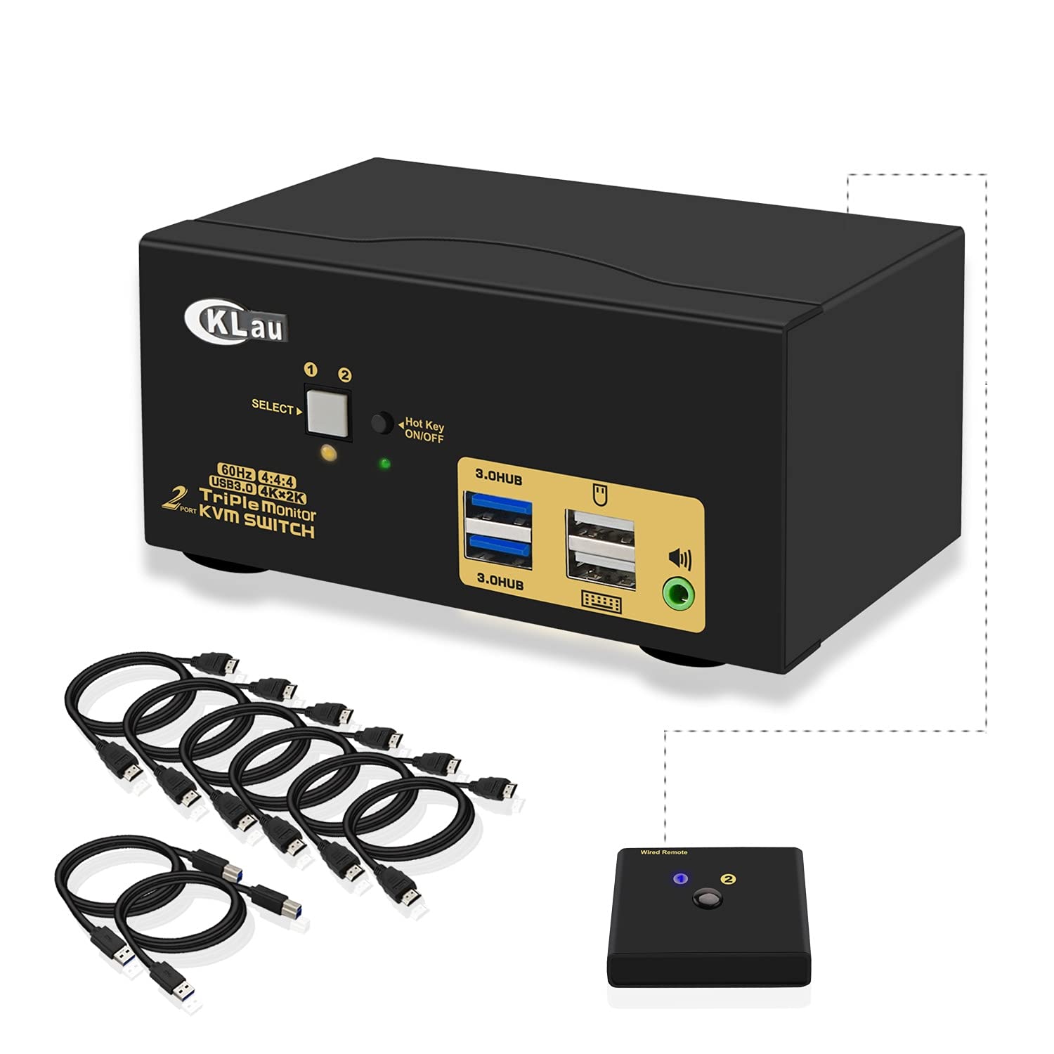 USB-C KVM, 4K@60Hz 2 in 1 Out Type-C KVM Switch with Audio, USB 2.0 Hub and Cables, Computers Monitor Keyboard Video Mouse Peripheral Switcher