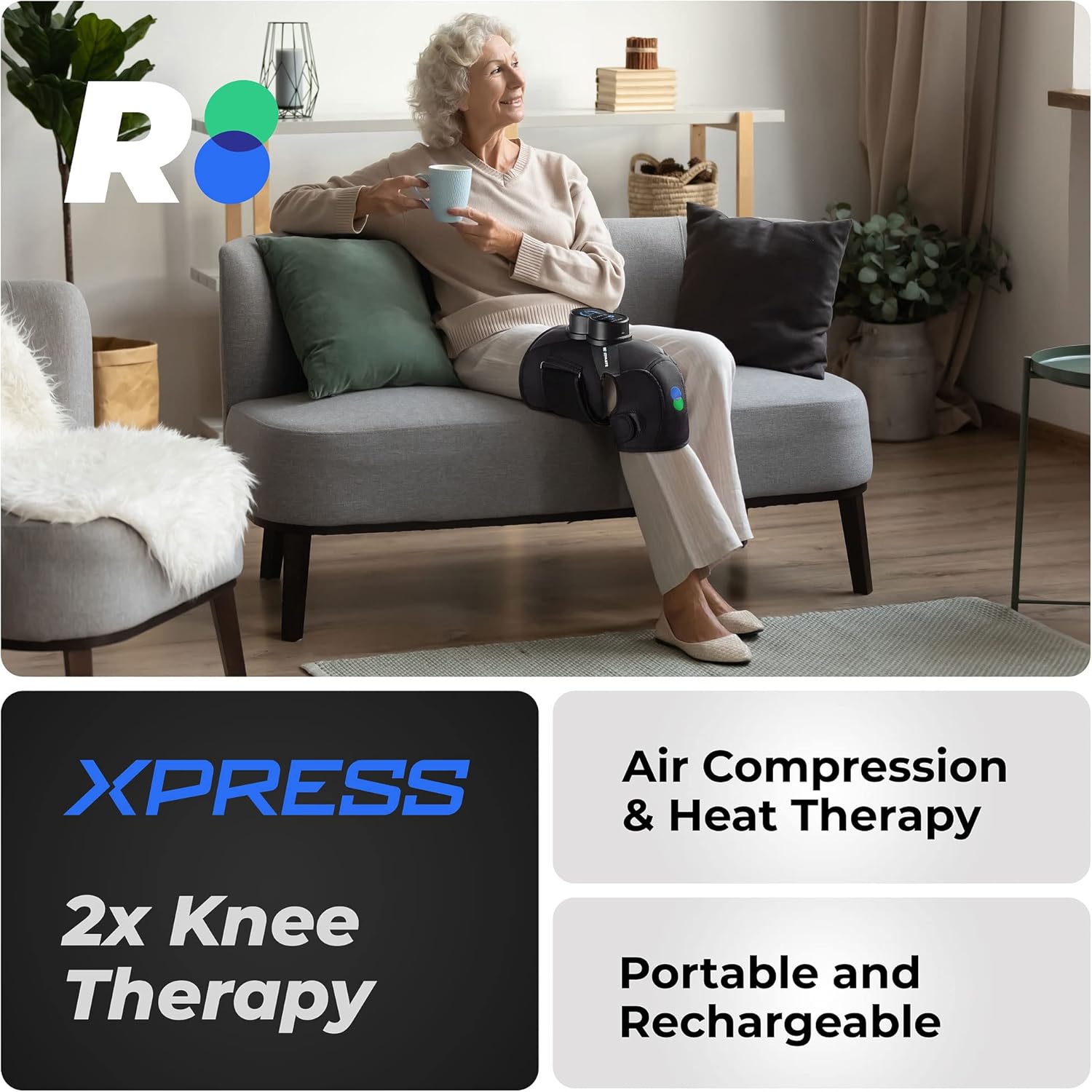 REATHLETE XPRESS Knee Massager: Leg Compression Massager for Knee Pain Relief | Leg Massager With Heat and Compression | Also Calf Massager or Thigh Massager | Leg Compression Massager for Circulation