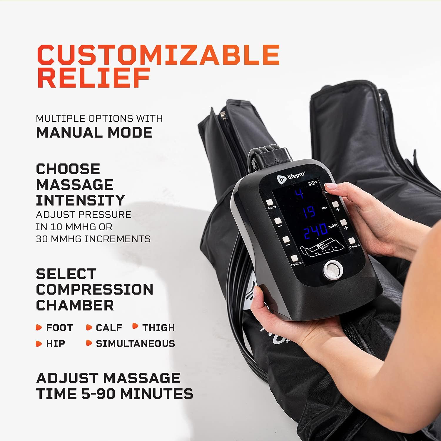 Lifepro Sequential Compression Device, Foot Leg Compression Machine - Hip Thigh Calf Compression Massager - Compression Sleeve