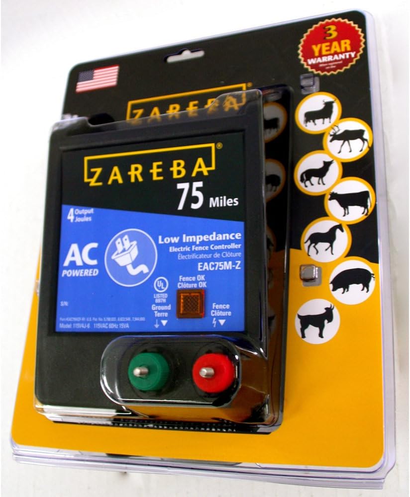 Zareba EAC75M-Z 75-Mile AC Low Impedance Electric Fence Charger