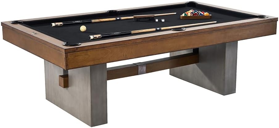Barrington Billiards 8' Urban Slate-Tech Drop Pocket Table with Pool Ball and Cue Stick Set