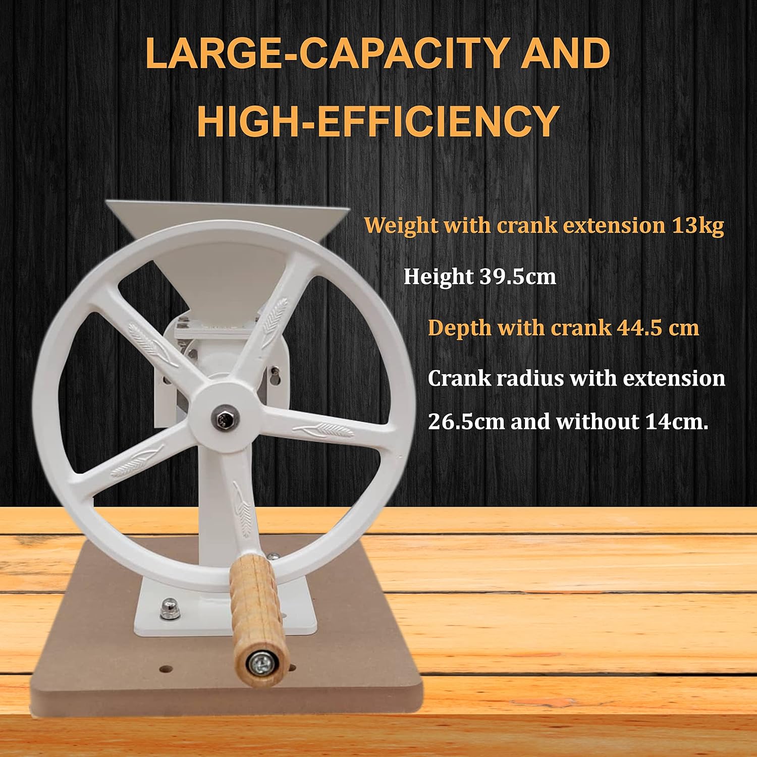 Manual Hand Grain Mill With Steel Disc, High Hopper Grain Grinder For Flour Dry Household Cereals Herbs Corn Kitchen Spices Coffee Bean Wheat Grinder, Grain Mill Grinder For Home