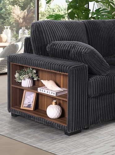 Oversized U-Shaped Sectional Sofa Couch Plush Corduroy Upholstered Modular Deep Seat Sofa&Couch Sectional W/Right Facing Chaise Lounge and 7 Toss Pillows for Home Apartment Living Room Furniture Sets