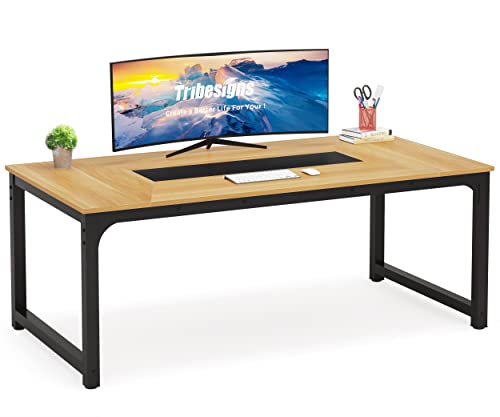 Tribesigns Modern Computer Desk, 63 x 31.5 inch Large Executive Office Desk Computer Table Study Writing Desk Workstation for Home Office, Spliced Desktop, White