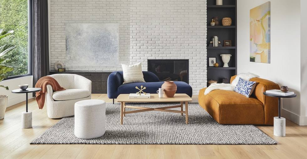 Blue Velvet Daybed, Black Metal Legs | Article Lupra Modern Furniture