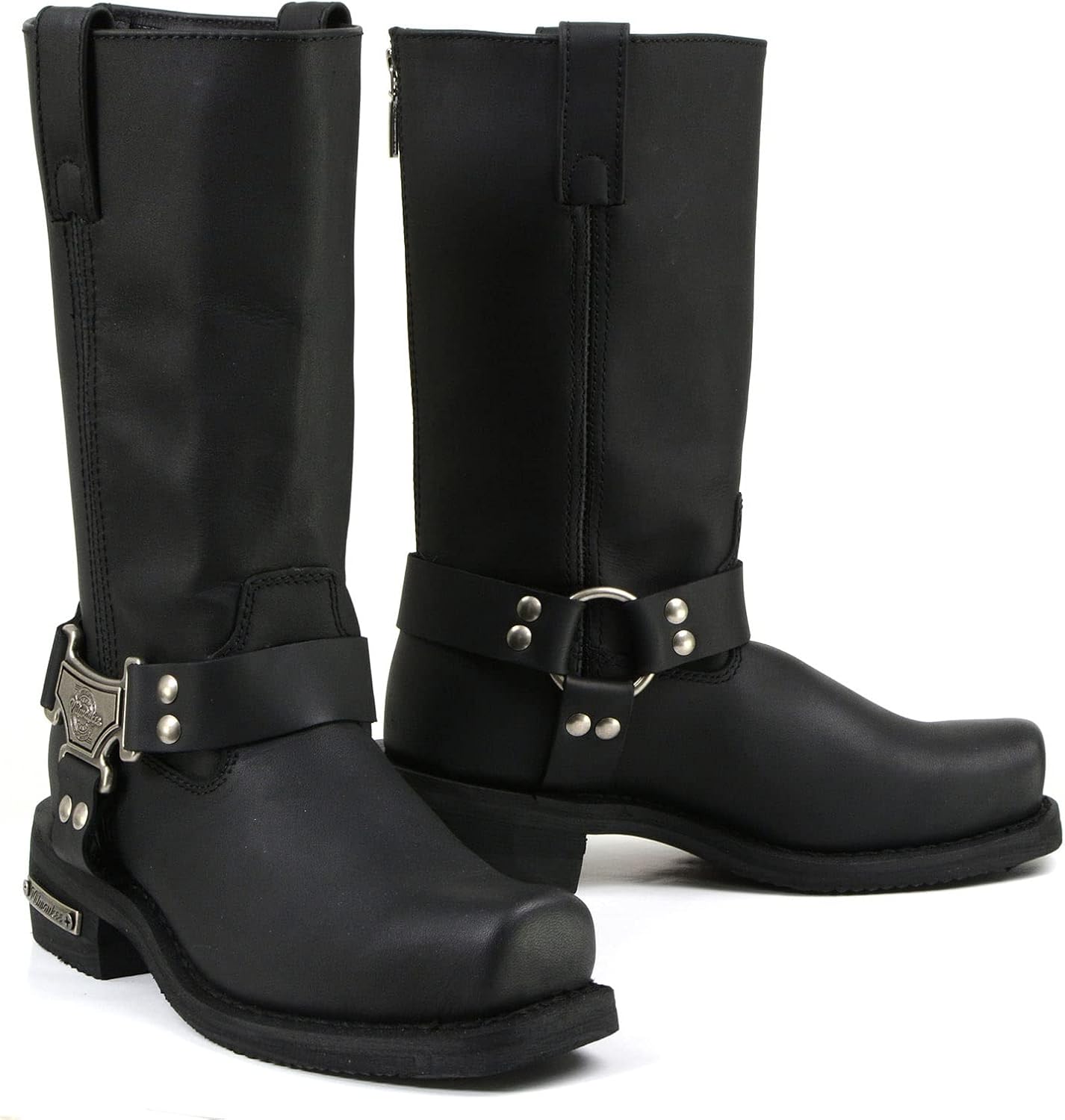 Milwaukee Motorcycle Clothing Company MB410EEE Men's EEE Wide Black Classic Harness Motorcycle Leather Boots - 11 EEE