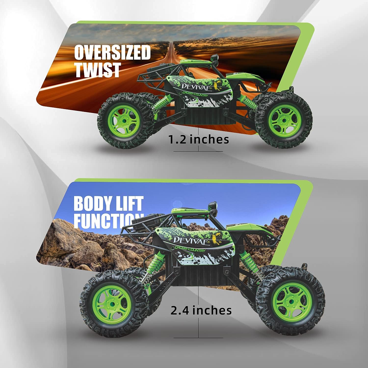 DEVIVAE RC Cars 2059 Remote Control Car for Kids Adults,1:12 All Terrain Monster Trucks for Boys, 4WD Off-Road 2.4GHz Rock Crawler,2 Batteries for 80Mins Play, RC Truck Electric Toy Gift for Boy Girl