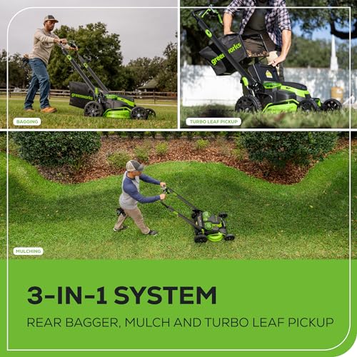 Greenworks 80V 25" Brushless Cordless (Self-Propelled) Dual Blade Lawn Mower (LED Headlight + Aluminum Handles), Battery And Charger Not Included