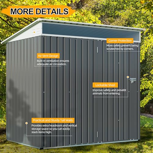 Shintenchi 5x3 FT Outdoor Storage Shed with Window, Outdoor Waterproof Storage Shed Metal Garden Shed with Lockable Single Door,Weather Resistant Tool Storage House Shed for Garden,Backyard,Slate Gray